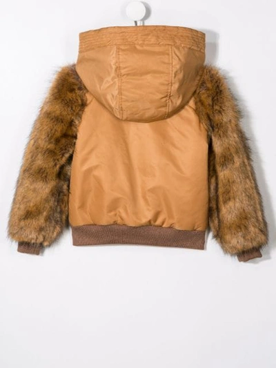 Shop Chloé Faux Fur Sleeve Jacket In Neutrals