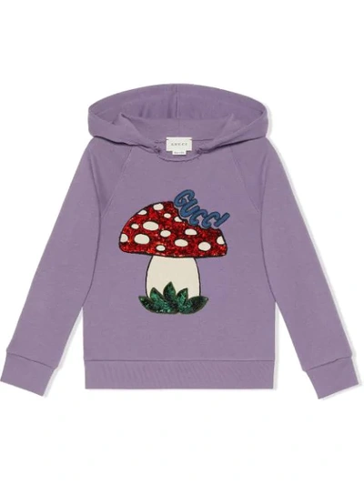 Shop Gucci Mushroom Logo Hoodie In Purple