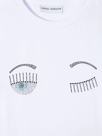 Shop Chiara Ferragni Eyes Embellishedt-shirt In White