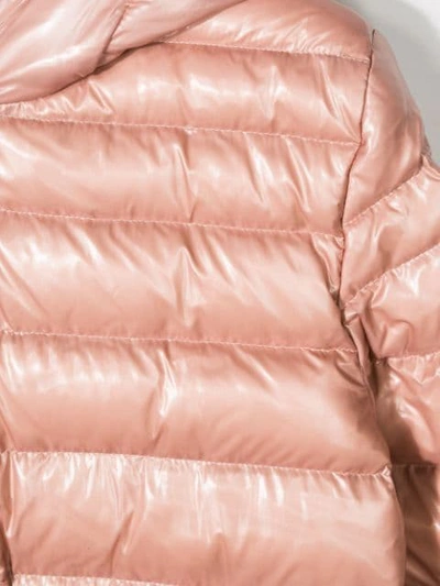 Shop Burberry Teen Belted Down Coat In Pink