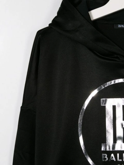 Shop Balmain Logo Hoodie In Black