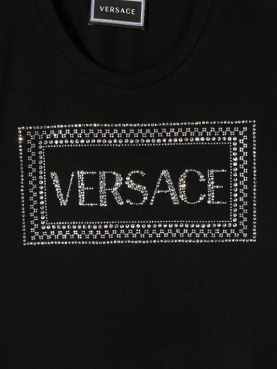 Shop Young Versace Embellished Logo T-shirt In Black