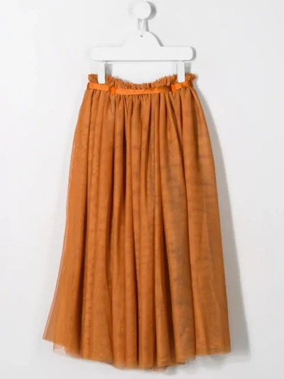 Shop Anja Schwerbrock Belted Tulle Midi Skirt In Orange