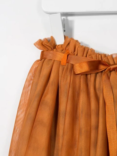 Shop Anja Schwerbrock Belted Tulle Midi Skirt In Orange