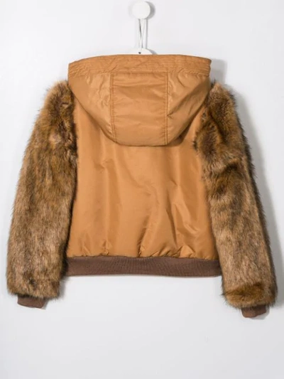 Shop Chloé Faux Fur Sleeve Jacket In Brown