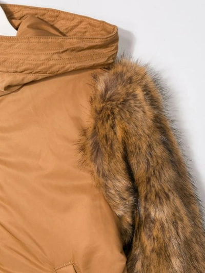 Shop Chloé Faux Fur Sleeve Jacket In Brown
