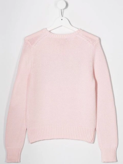 Shop Ralph Lauren Teen American Flag Knit Jumper In Pink