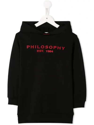 Shop Philosophy Di Lorenzo Serafini Hooded Cotton Dress In Black
