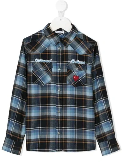 Shop Dolce & Gabbana Plaid Long-sleeve Shirt In Blue