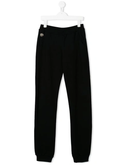 Shop Philipp Plein Junior Teen Logo Printed Track Pants In Black