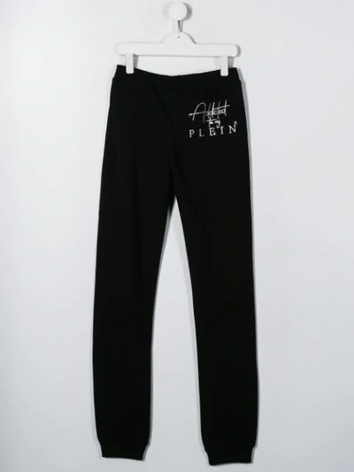 Shop Philipp Plein Junior Teen Logo Printed Track Pants In Black