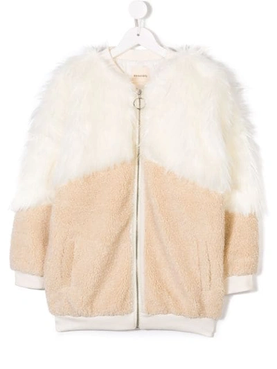 Shop Andorine Oversized Zipped Faux Fur Coat In White