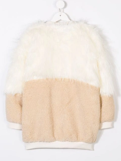 Shop Andorine Oversized Zipped Faux Fur Coat In White