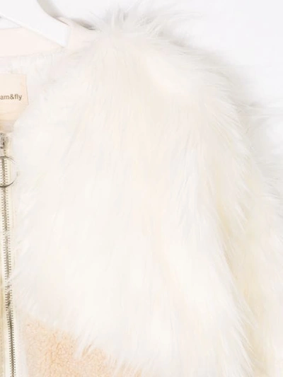 Shop Andorine Oversized Zipped Faux Fur Coat In White