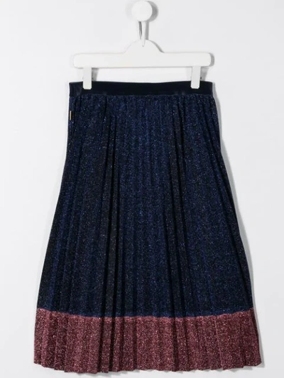 Shop Little Marc Jacobs Sparkle Pleated Skirt In Blue