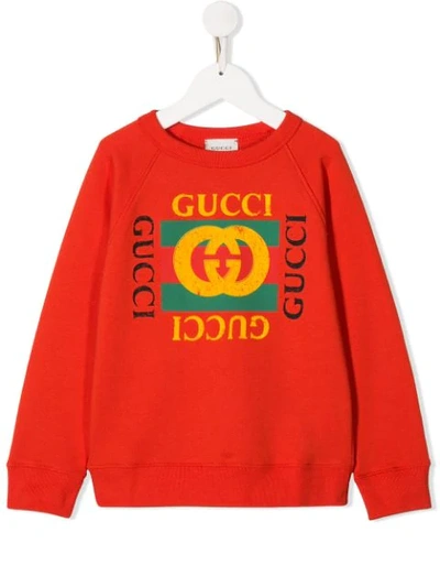 Shop Gucci Logo Detail Sweatshirt In Red