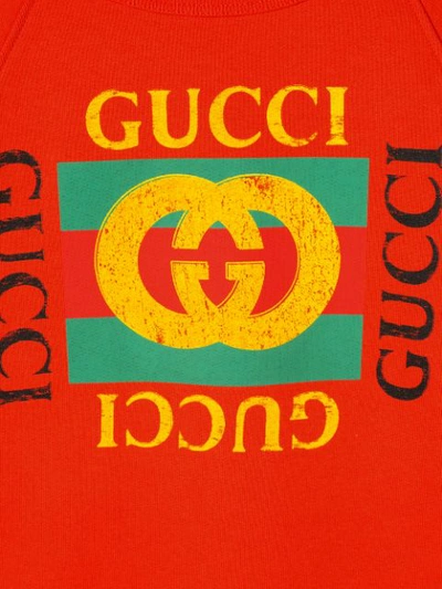Shop Gucci Logo Detail Sweatshirt In Red