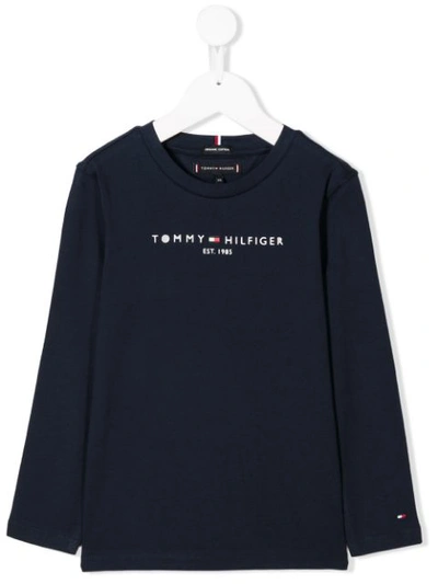 Shop Tommy Hilfiger Junior Logo Print T-shirt In Blue