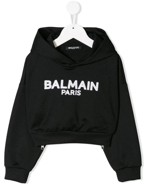 Balmain Kids' Logo Hoodie In Black | ModeSens