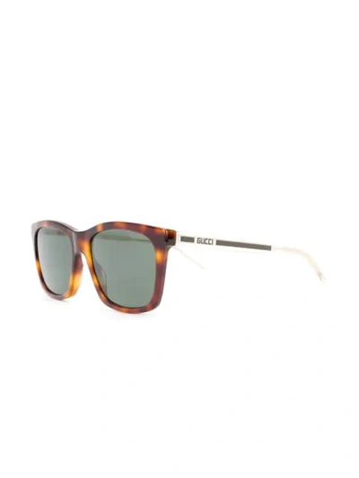 Shop Gucci Tortoiseshell Effect Sunglasses In Brown