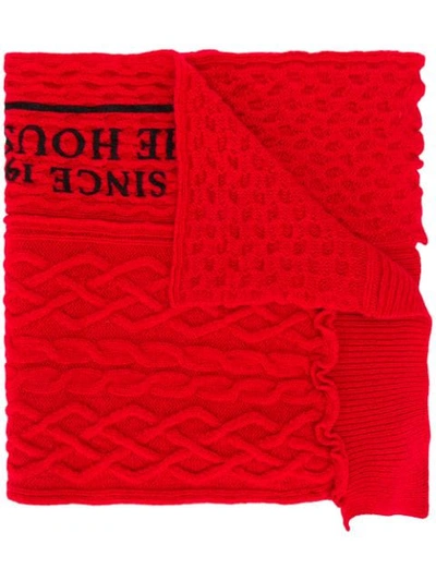 Shop Raf Simons Script Print Scarf In Red