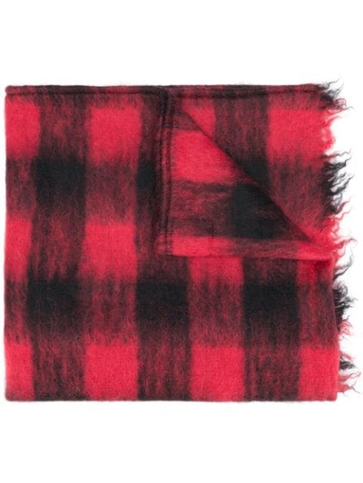 Shop Mp Massimo Piombo Tartan Pattern Scarf In Red