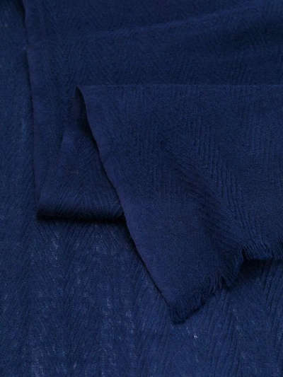 Shop Altea Chevron Knit Textured Scarf In Blue