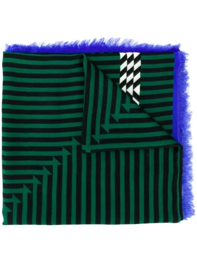 Shop Haider Ackermann Optical Stripe Scarf In Green