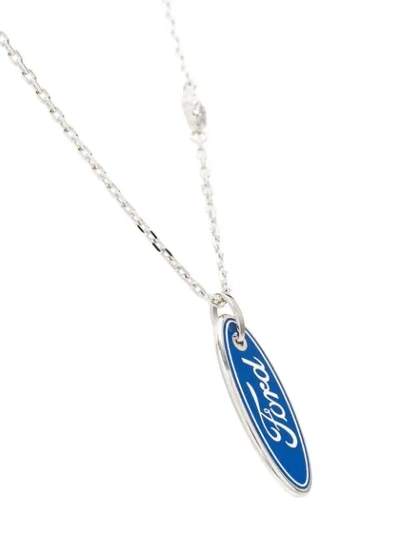 Shop Versace Ford Pendant Necklace In Silver