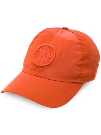 Shop Stone Island Baseballkappe Mit Logo-stickerei In Orange