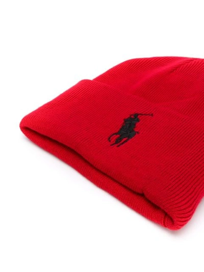 Shop Polo Ralph Lauren Embroidered Logo Beanie In Red