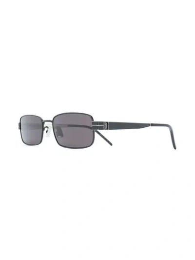 Shop Saint Laurent Rectangle Frame Sunglasses In Black