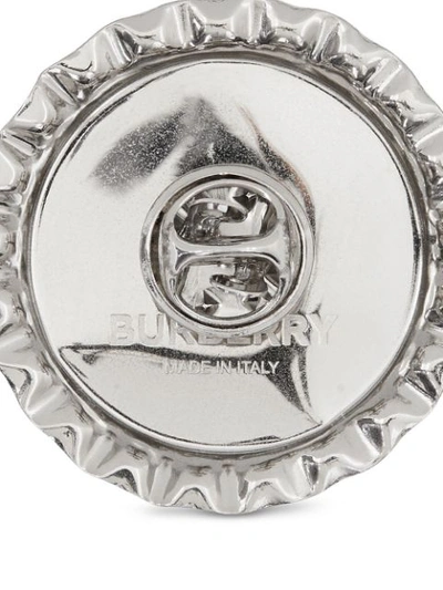 Shop Burberry Bottle Cap Brooch In Silver