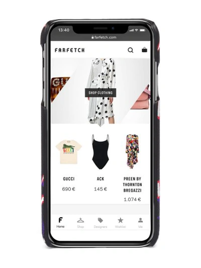 Shop Prada Iphone Xs Max Graphic Print Phone Case In Black