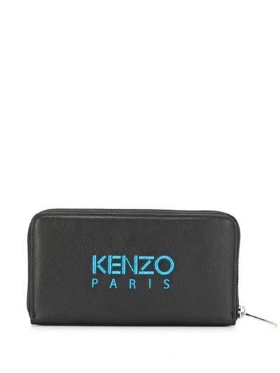 Shop Kenzo Tiger Embroidered Wallet - Black