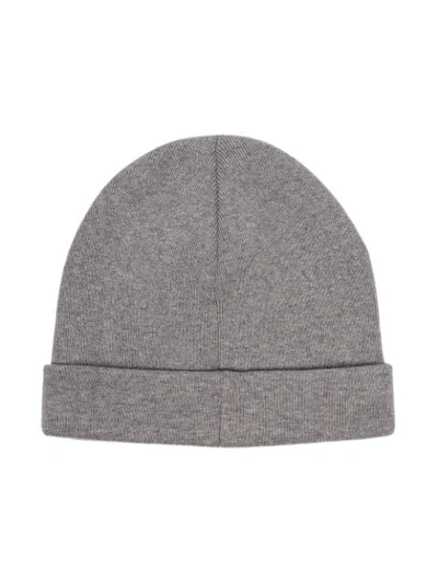 Shop Givenchy Logo Rim Beanie Hat In Grey