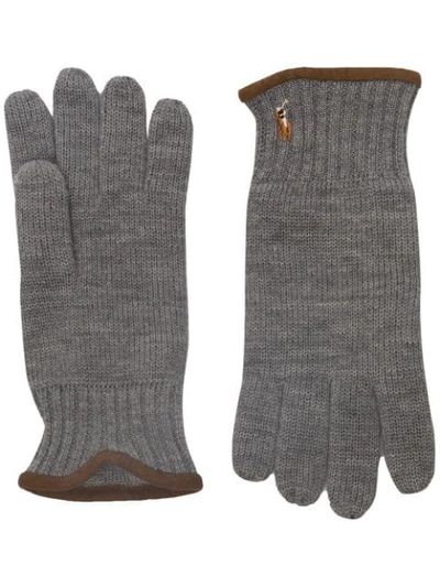 Shop Polo Ralph Lauren Knitted Gloves In Grey