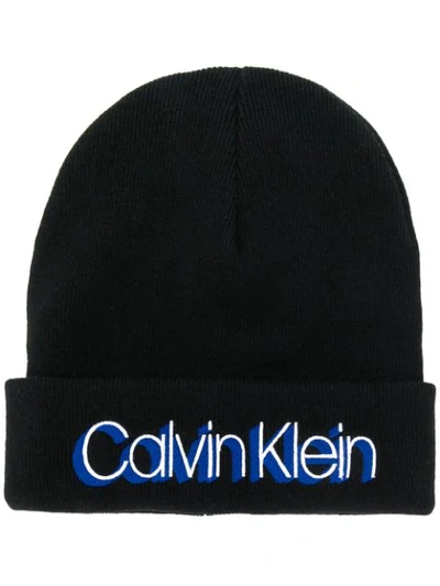 Shop Calvin Klein Mütze Mit Logo-print In Black