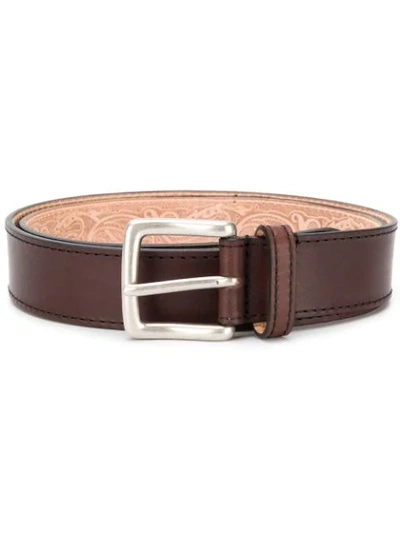 Shop Etro Patchwork Buckle Belt In Brown