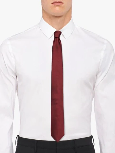 Shop Prada Satin Tie In Red
