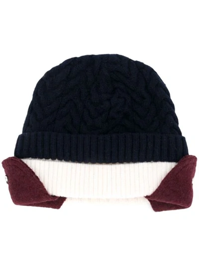 Shop Sunnei Layered Knitted Hat In Blue