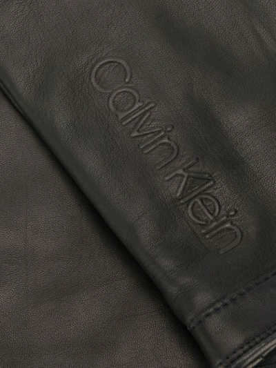 Shop Calvin Klein Stitching Detail Gloves In Black