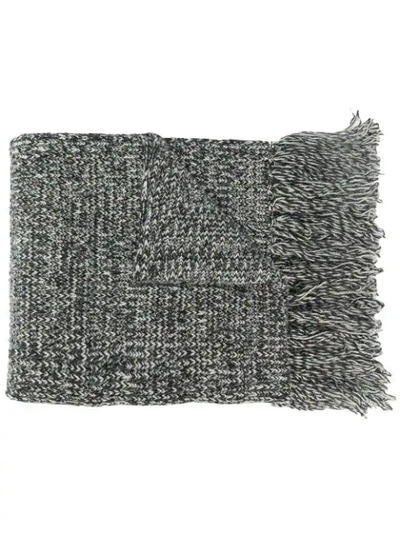 Shop Ami Alexandre Mattiussi Mouline Scarf With Fringes In Black