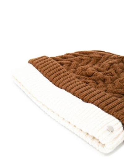 Shop Sunnei Cable Knit Beanie In Brown