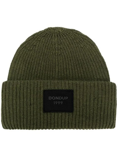 Shop Dondup Ribbed Beanie Hat In Green