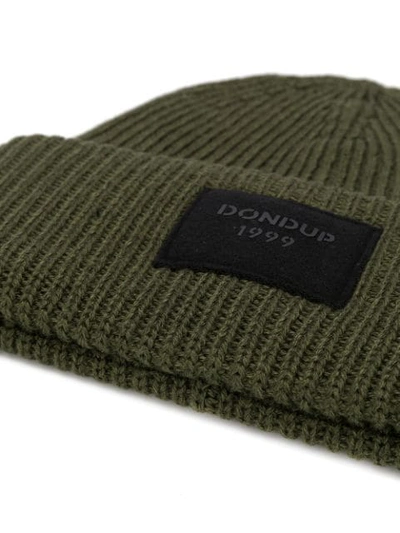 Shop Dondup Ribbed Beanie Hat In Green