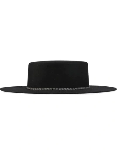 Shop Gucci Wide Brim Felt Hat In Black