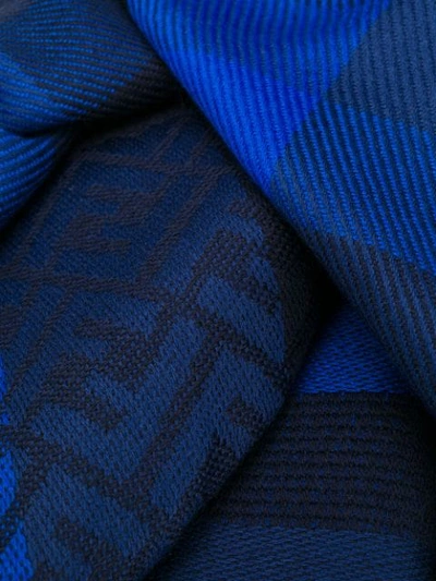 Shop Fendi Logo Print Scarf In Blue