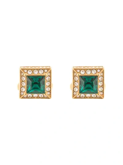 Shop Dolce & Gabbana Square Rhinestone-embellished Cufflinks In Gold