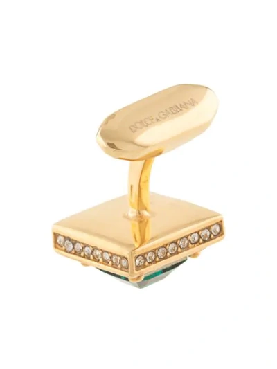 Shop Dolce & Gabbana Square Rhinestone-embellished Cufflinks In Gold